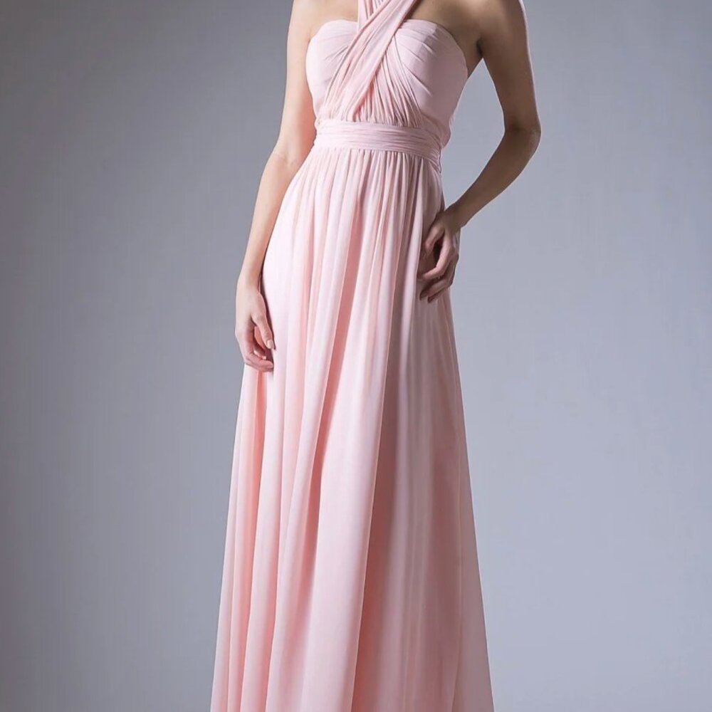 Cinderella Divine Convertible Maxi Dress+Bonus Matching Scarf - Blush Pink - XS